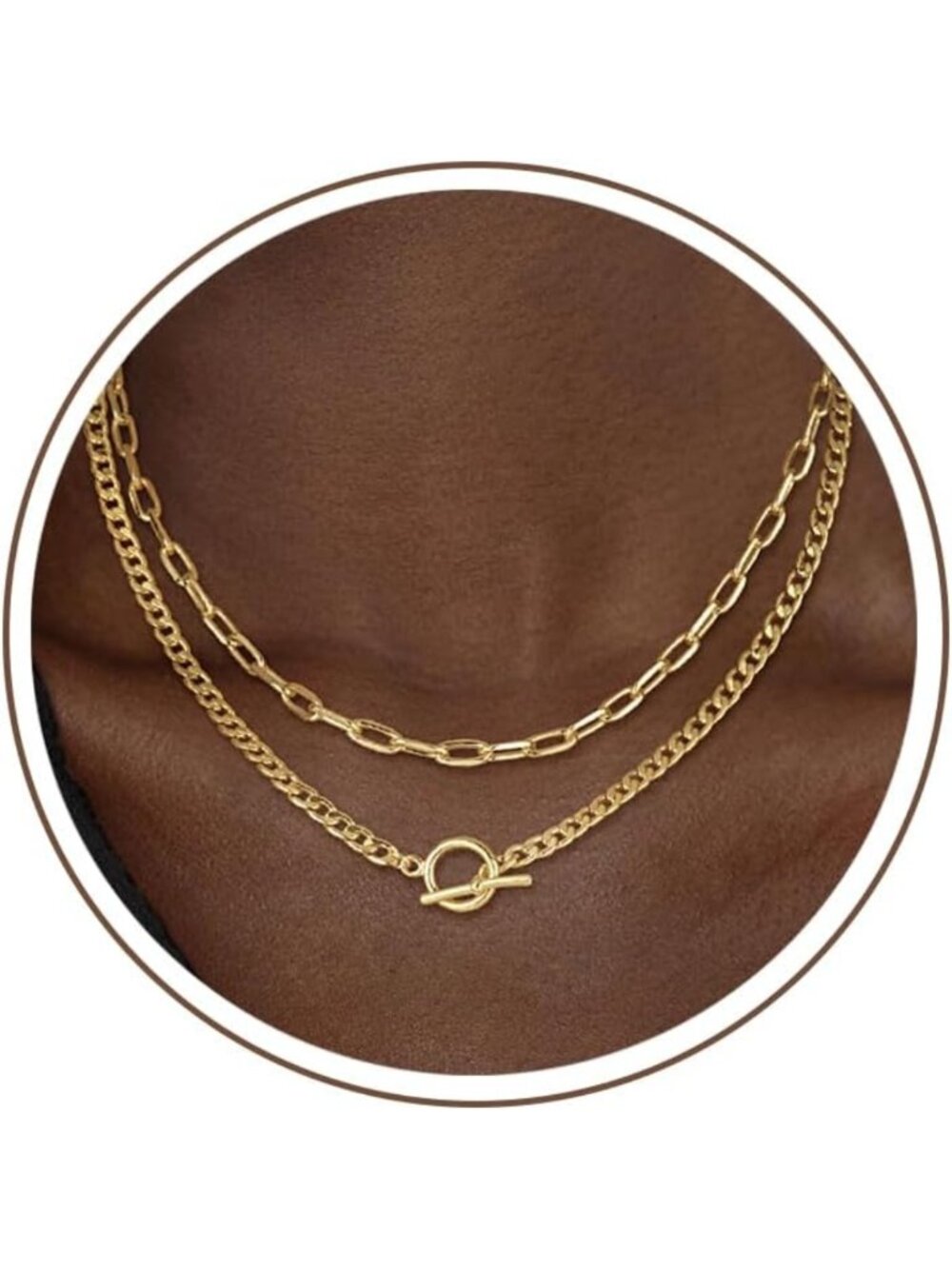 14K Gold Plated Layered Chain Necklace for Women - Elegant Fashion Jewelry